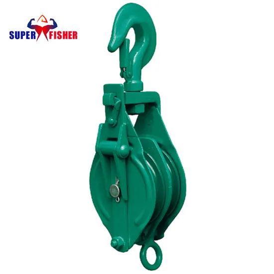 Тяжелый одношкивный ручной шкив-блок с крюком